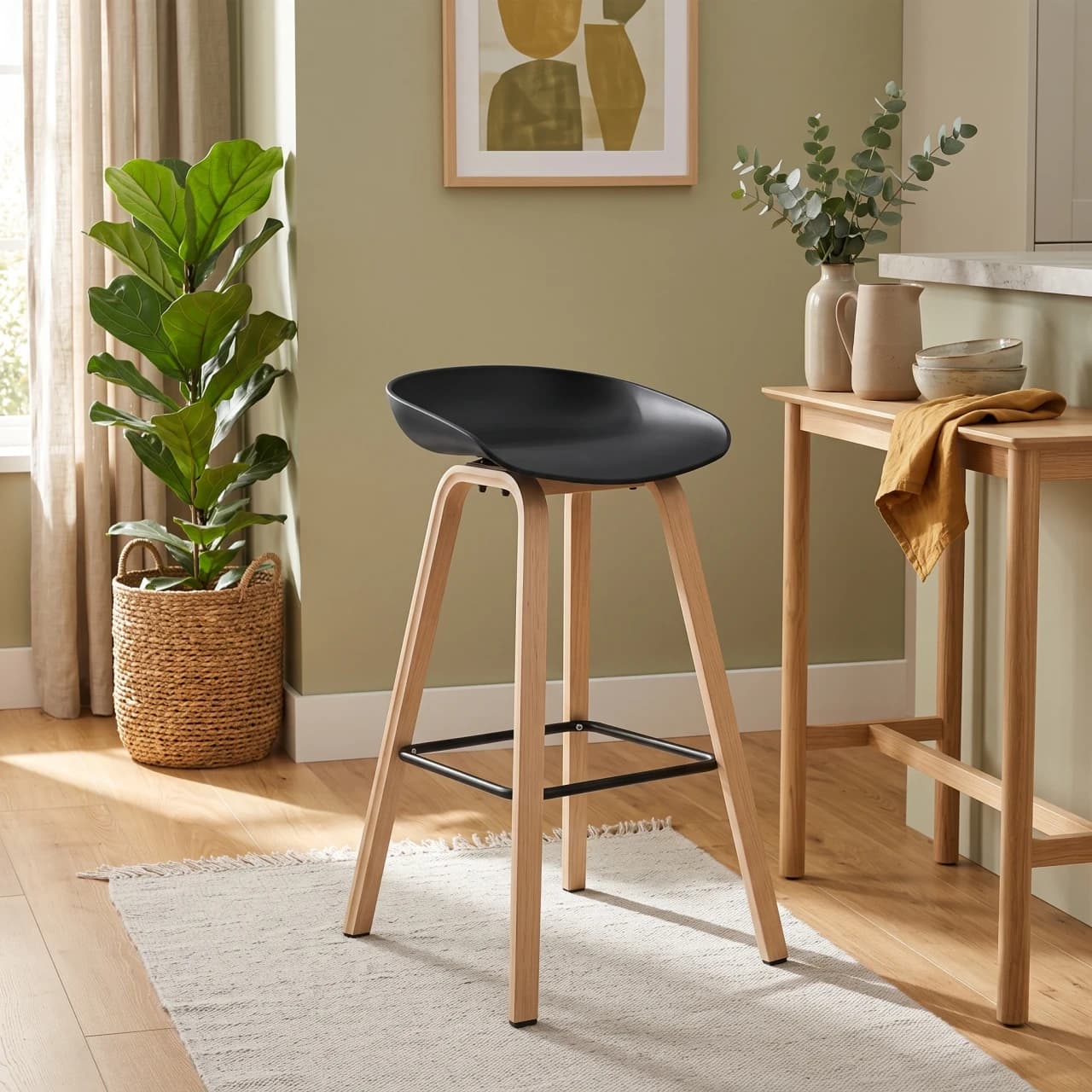 Black Plastic Seat Counter Stool — view 1 of 5