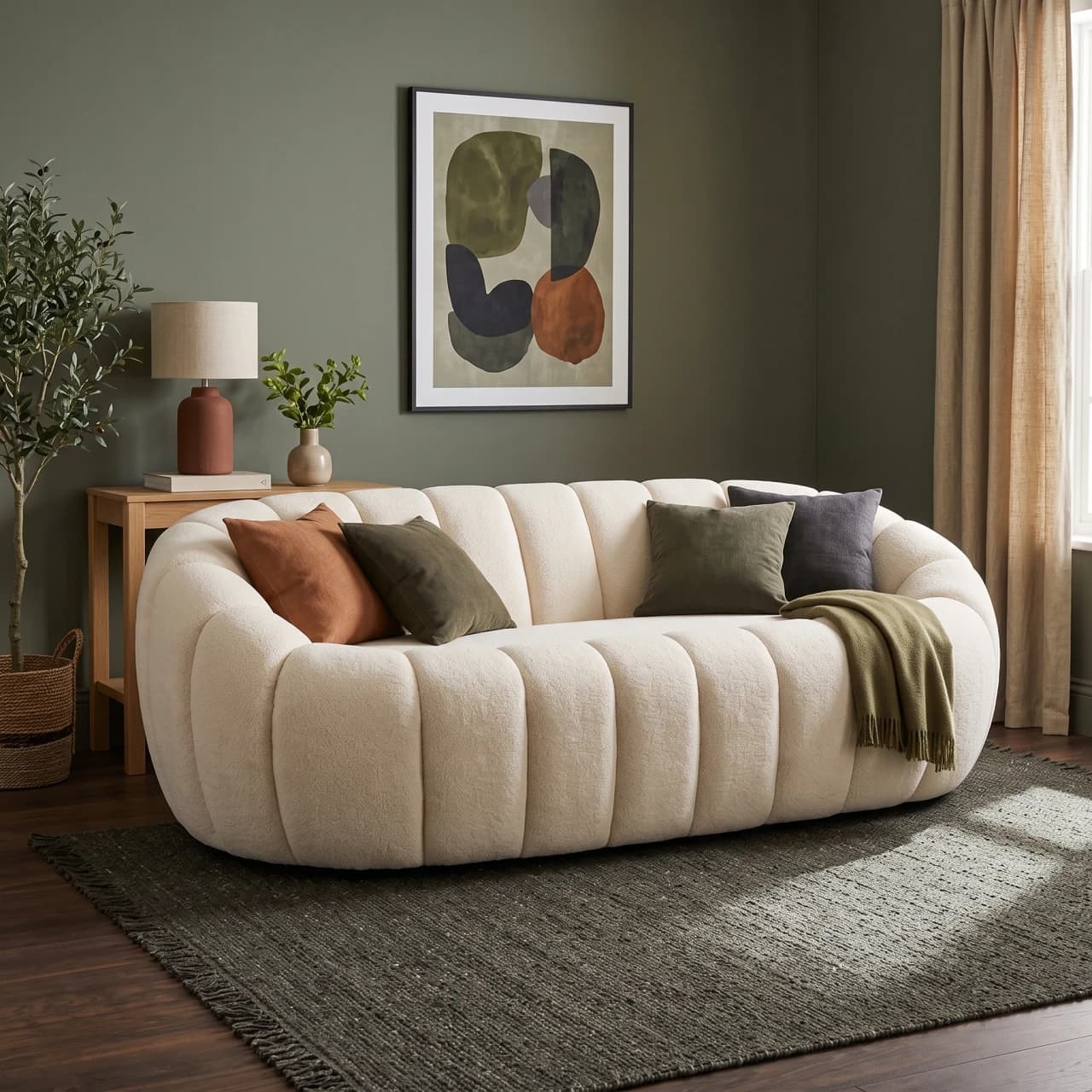 Channel Tufted Curved Sofa — view 1 of 6