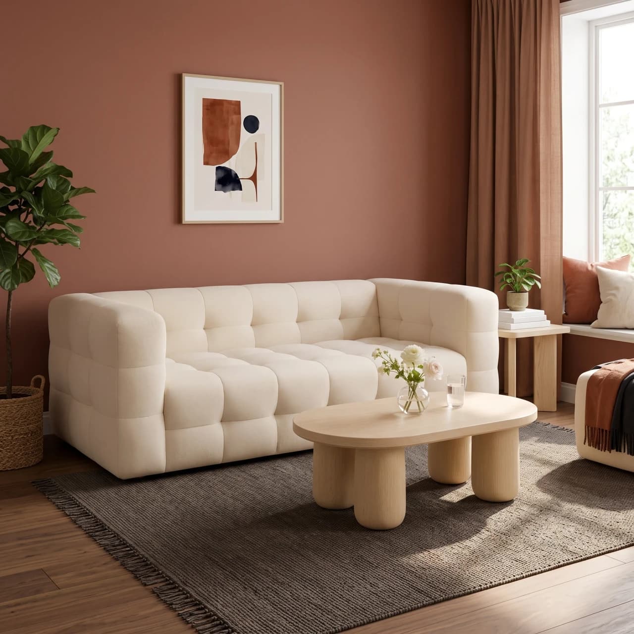 Modern Tufted Fabric Sofa — view 1 of 6