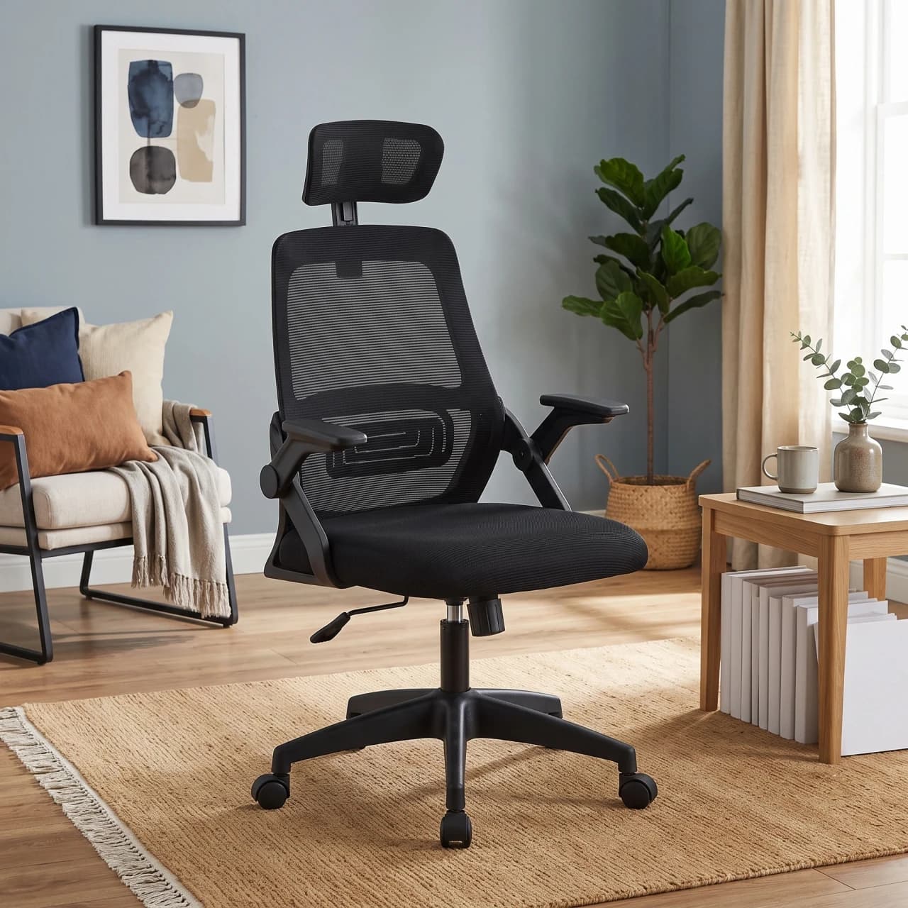 Mesh Ergonomic Office Chair Headrest Black — view 1 of 5
