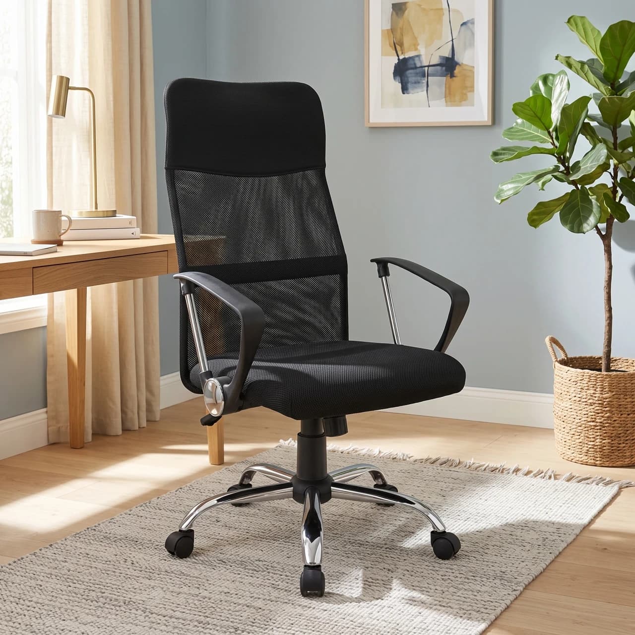 Mesh Executive Office Chair Black Adjustable Headrest — view 1 of 4