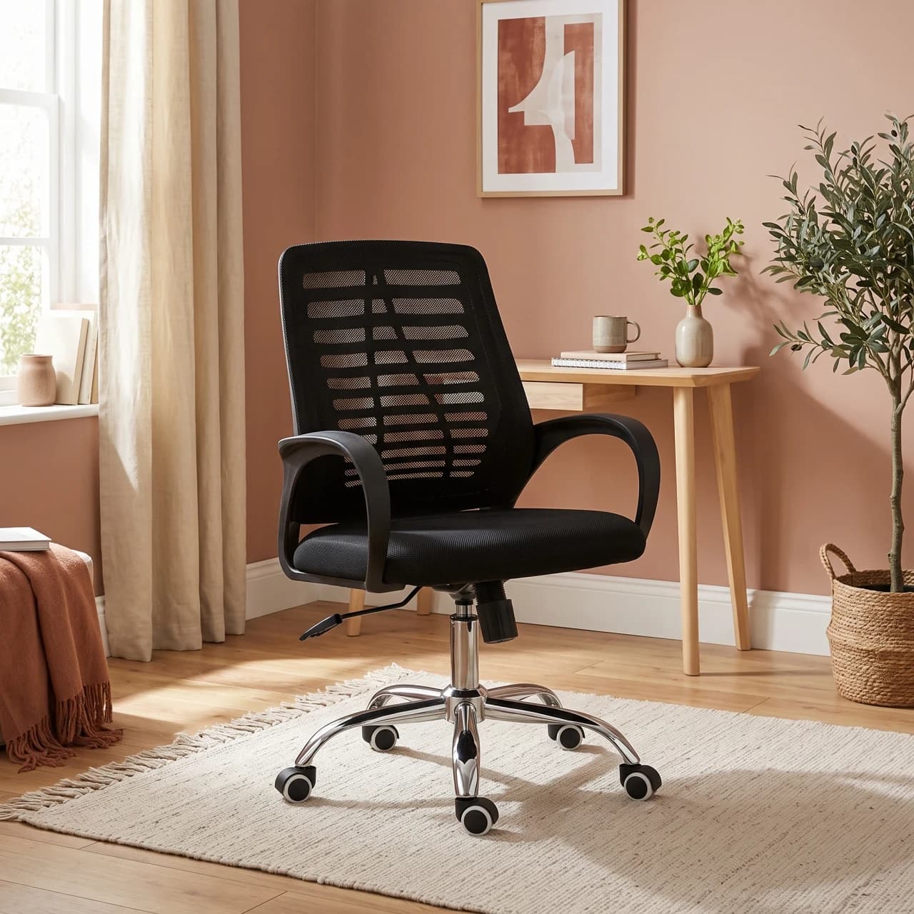 Mesh Back Office Chair with Gas Spring Adjustment Black — view 1 of 6