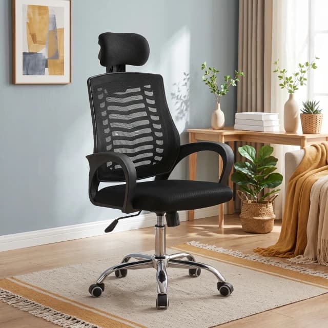 Mesh Back Office Chair with Headrest Black