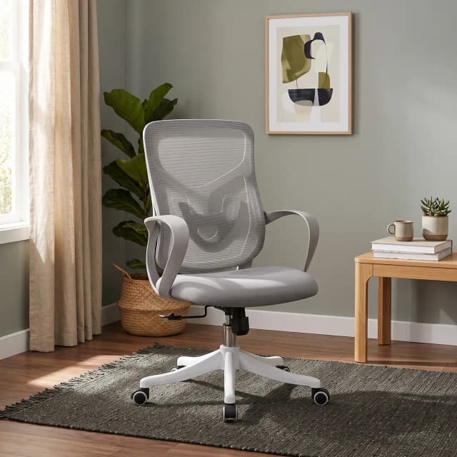 Mesh Office Task Chair Adjustable Height Gray