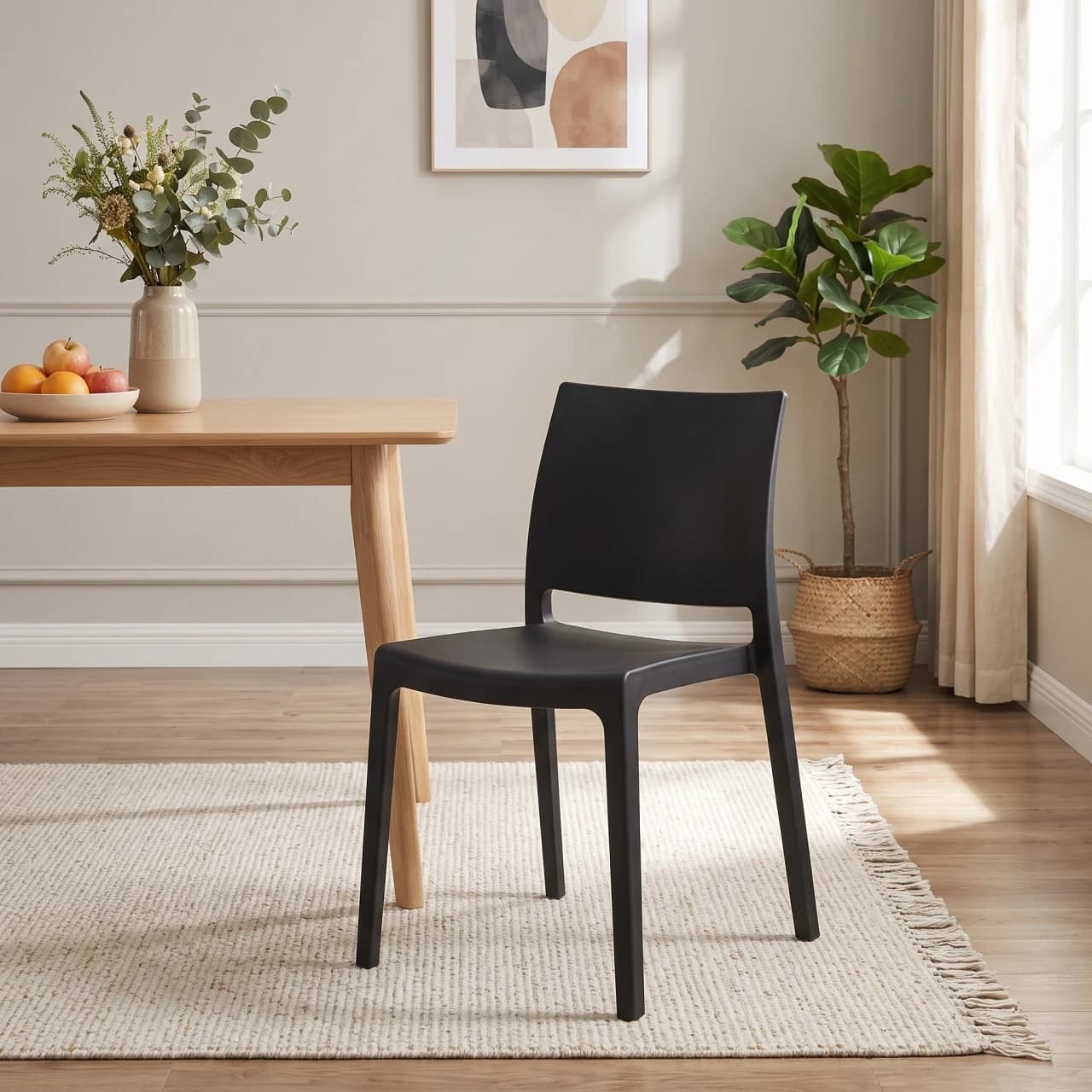 Black Polypropylene Stackable Dining Chair Modern — view 1 of 5