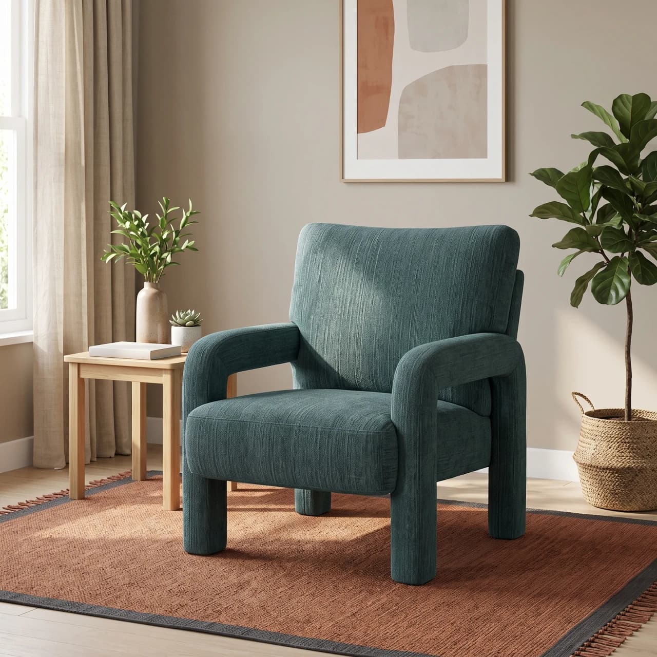 Contemporary Upholstered Accent Armchair — view 1 of 6
