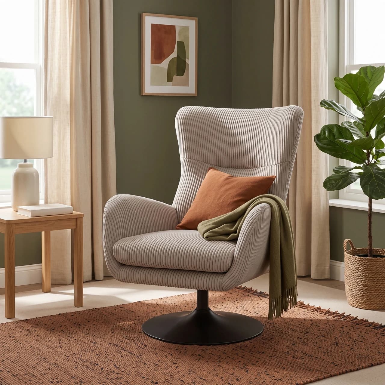 Modern Swivel Upholstered Lounge Chair — view 1 of 5