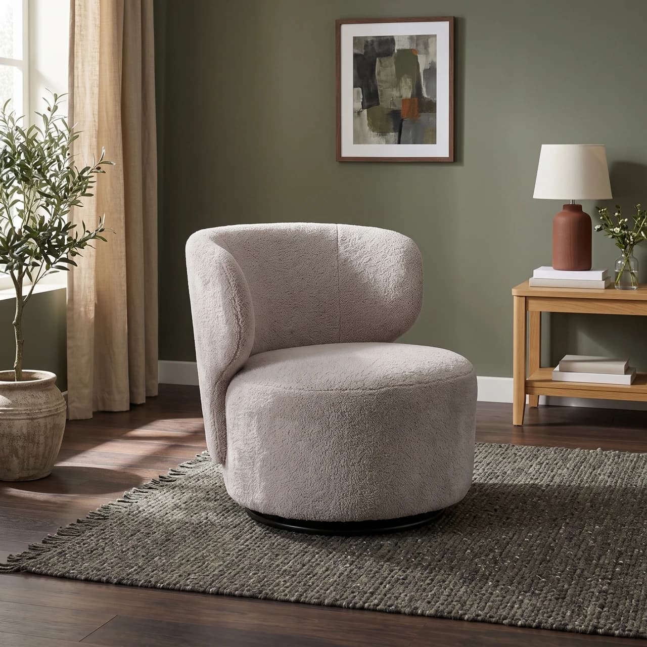Modern Upholstered Swivel Accent Chair — view 1 of 3