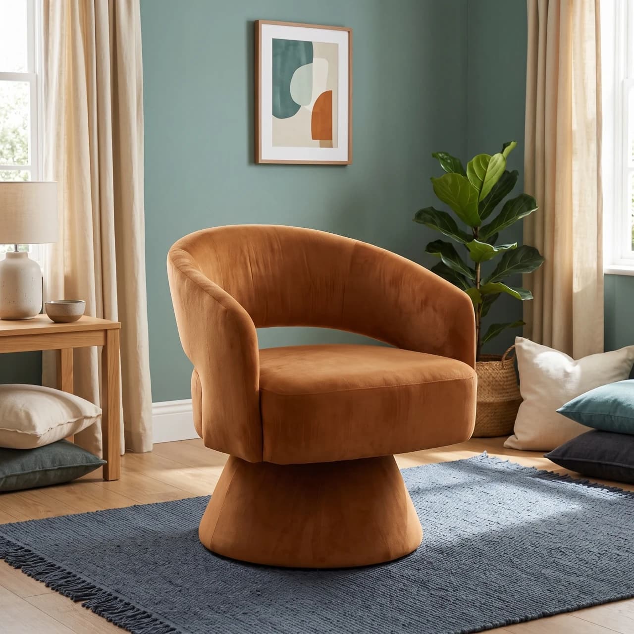 Velvet Swivel Armchair — view 1 of 6