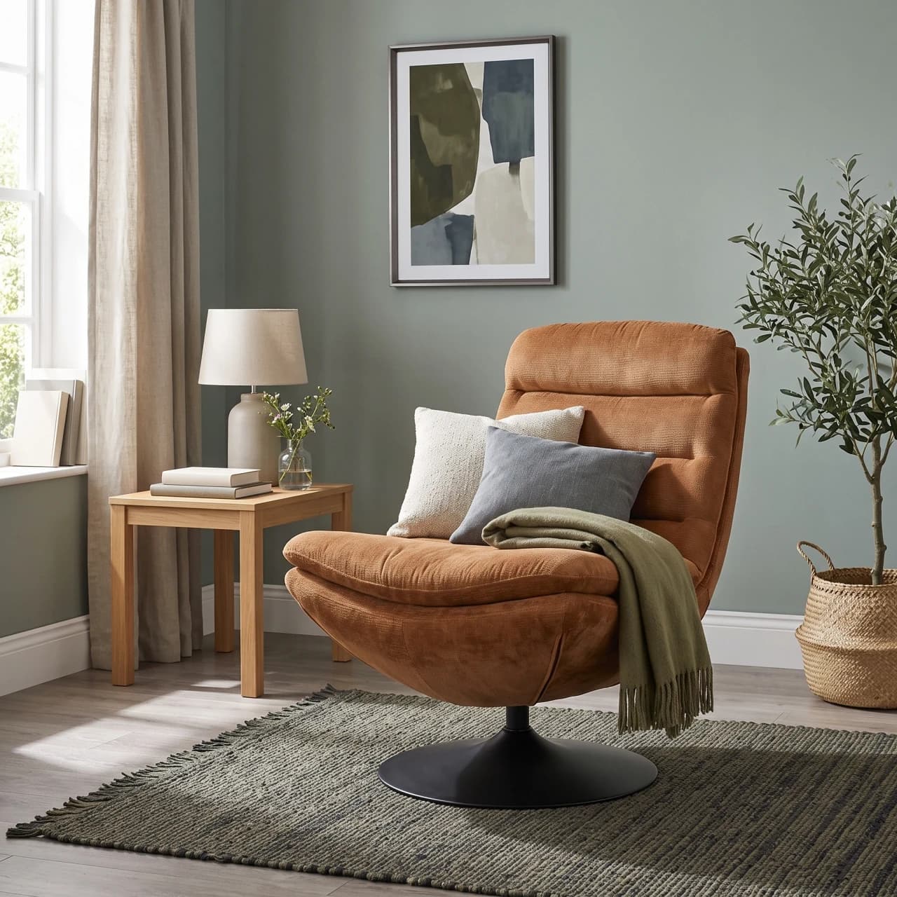 Channel-Tufted Swivel Armchair, Armless — view 1 of 5
