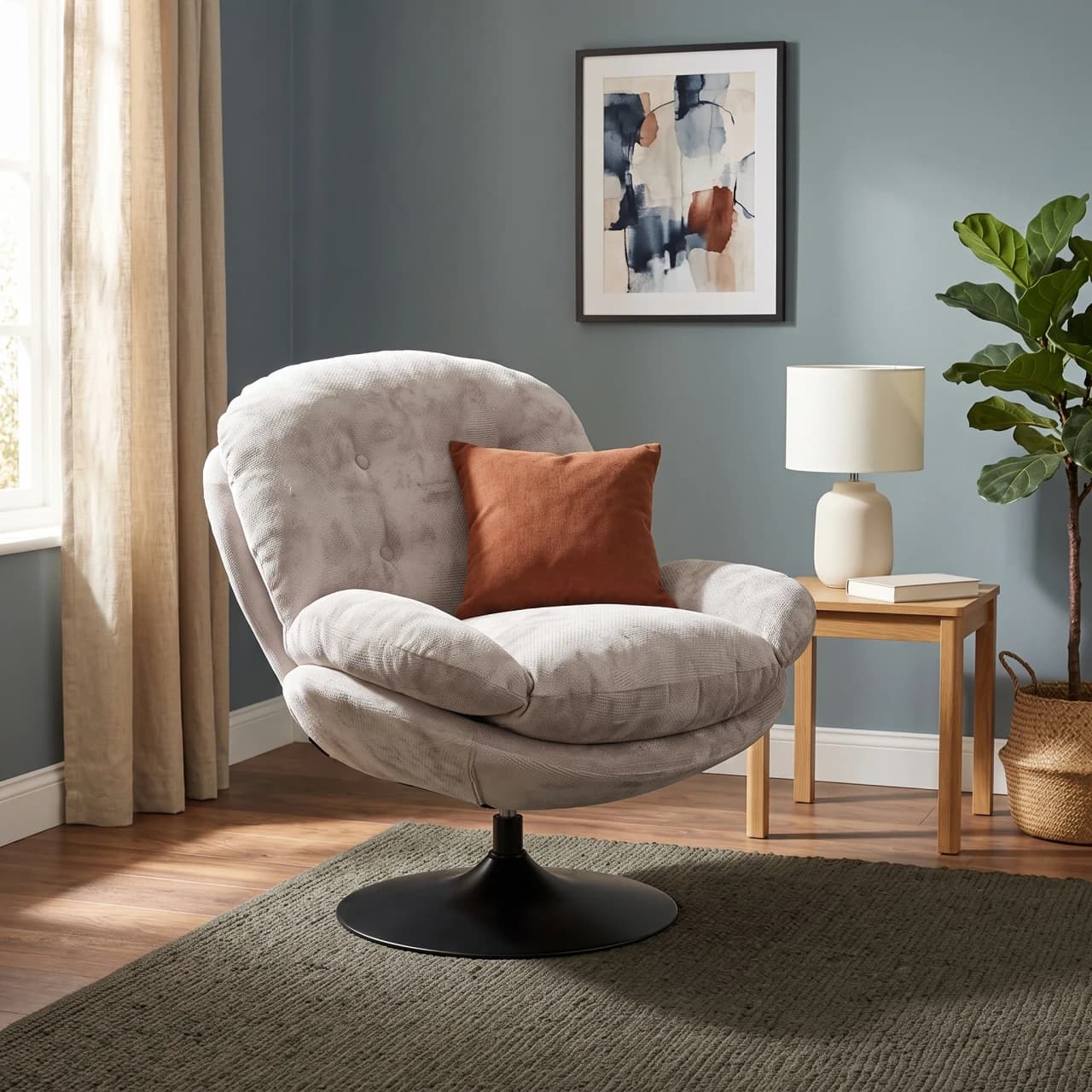 Button-Tufted Swivel Tub Chair — view 1 of 6