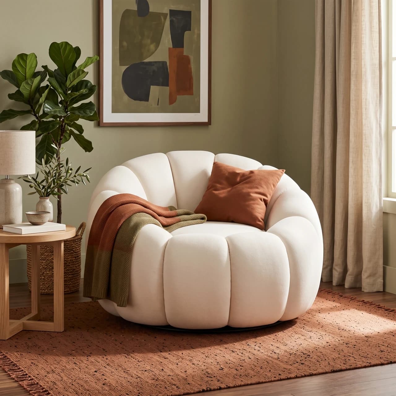 Sculptural Upholstered Lounge Armchair — view 1 of 7