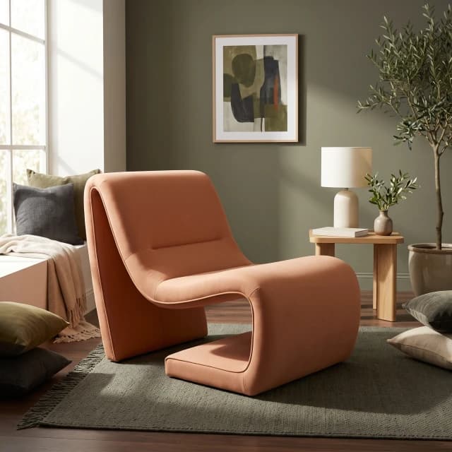 Modern Curved Upholstered Lounge Armchair