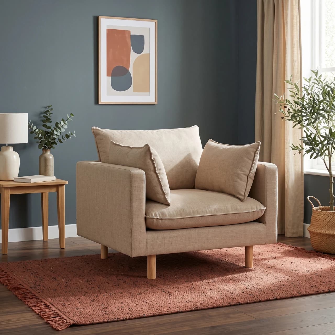 Square-Arm Upholstered Armchair, Loose Cushion — view 1 of 6
