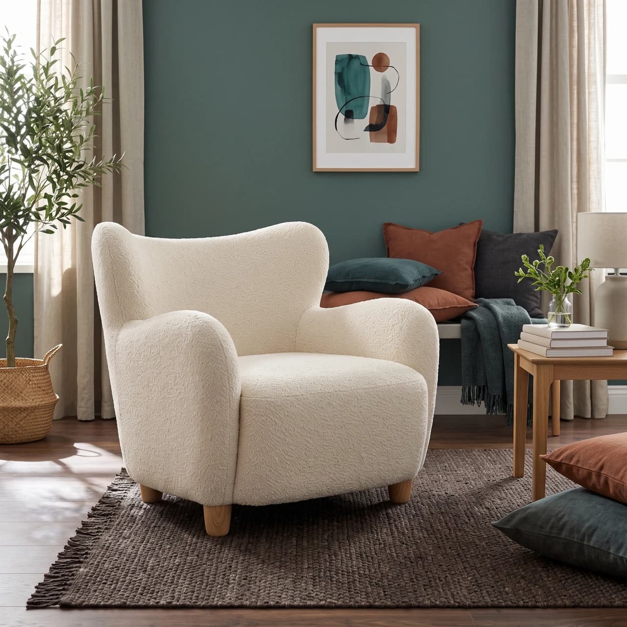 Textured Upholstered Armchair Fabric Or Leather Armchair — view 1 of 6