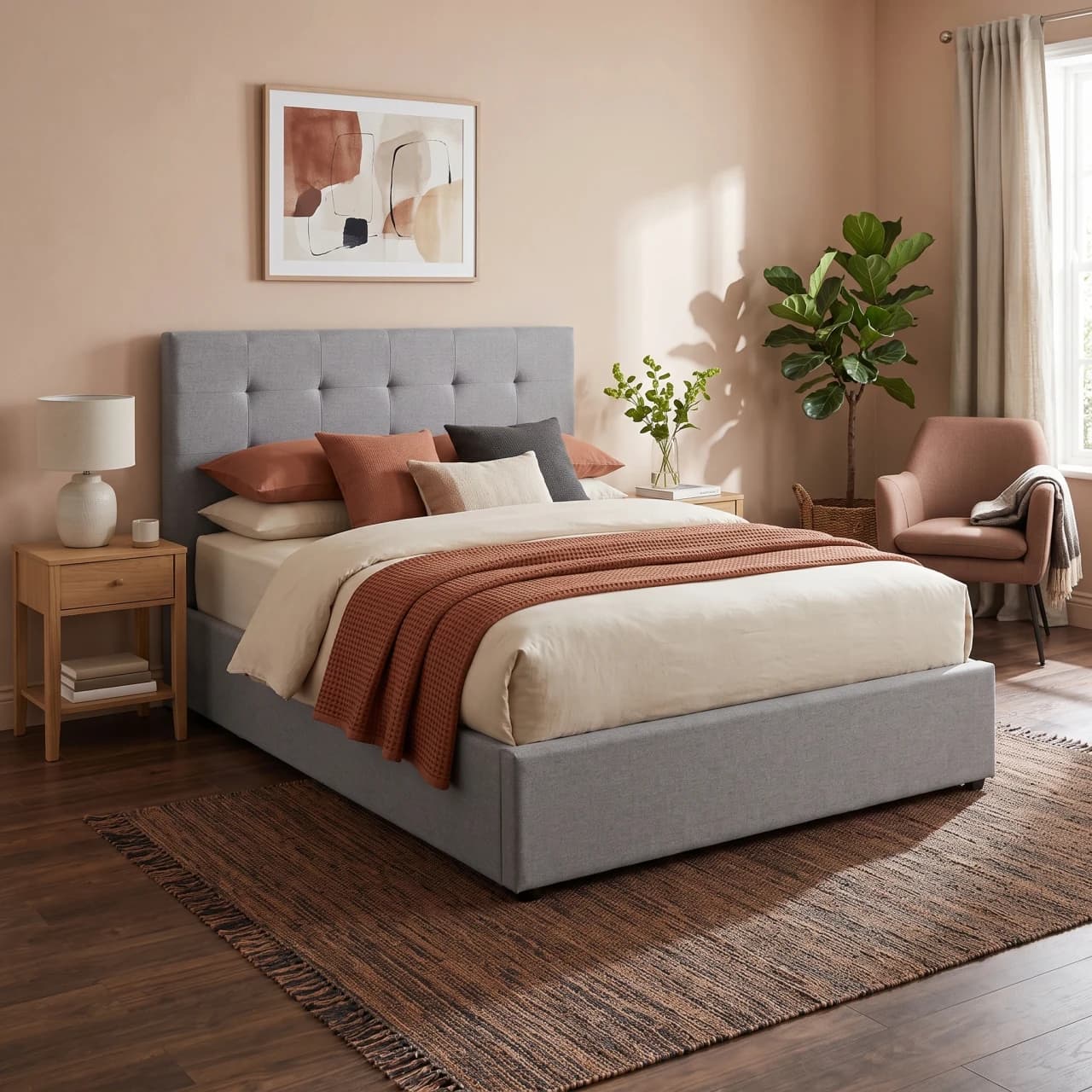 Tufted Upholstered Gas Lifting Bed — view 1 of 6