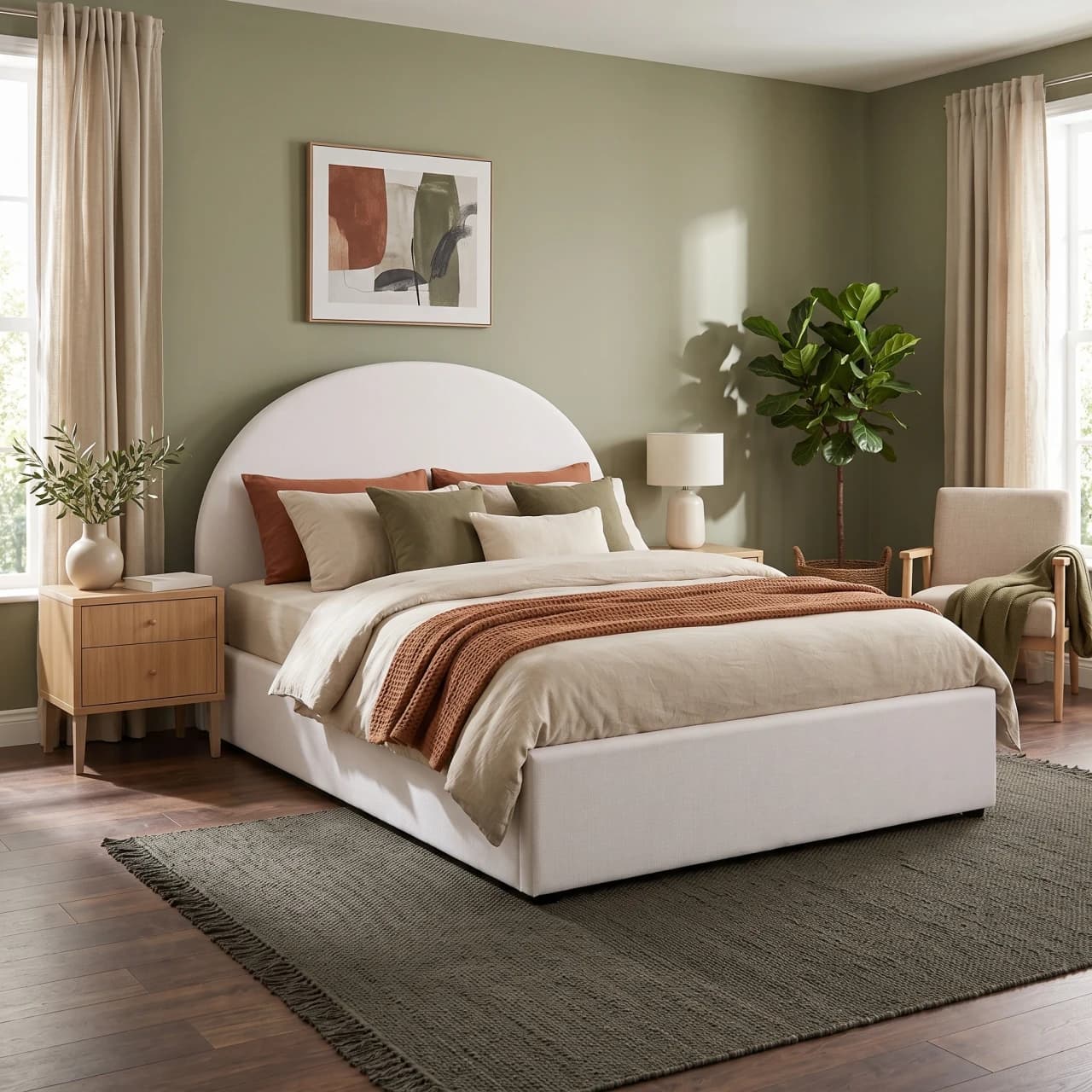 Upholstered Arched Headboard Bed Gas Lifting Bed — view 1 of 5