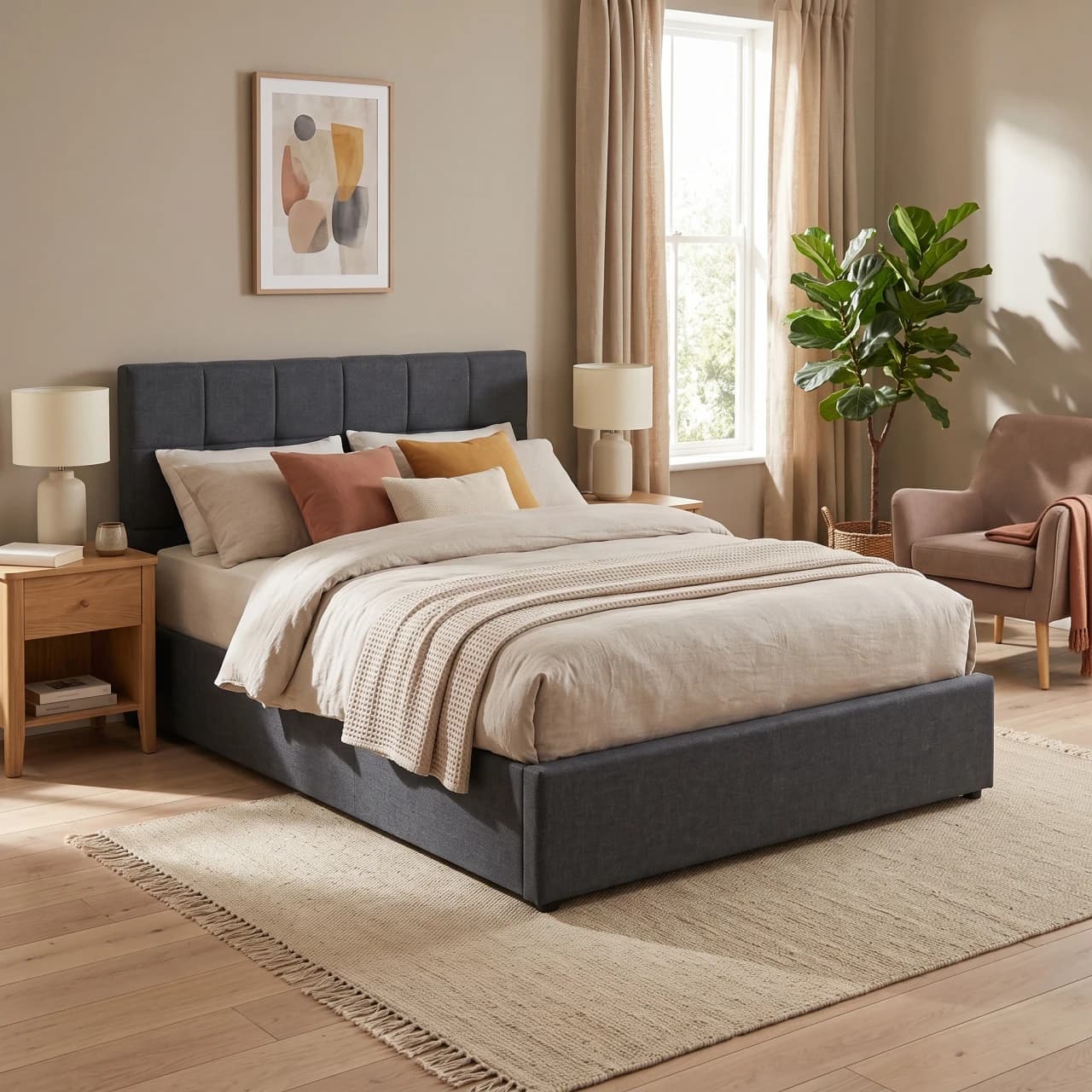 Upholstered Panel Headboard Storage Bed — view 1 of 6