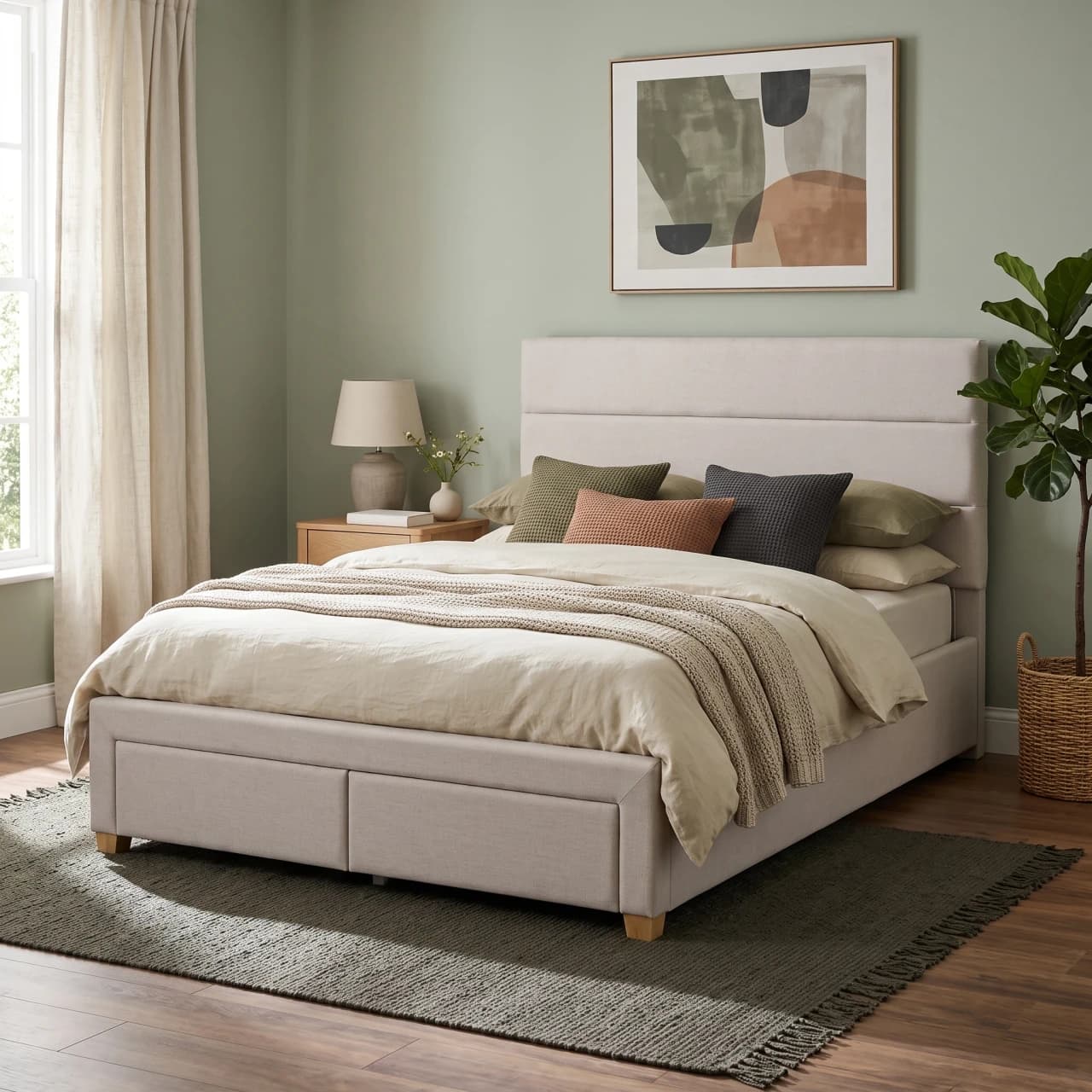 Upholstered Panel Storage Bed Storage Drawers Bed — view 1 of 7