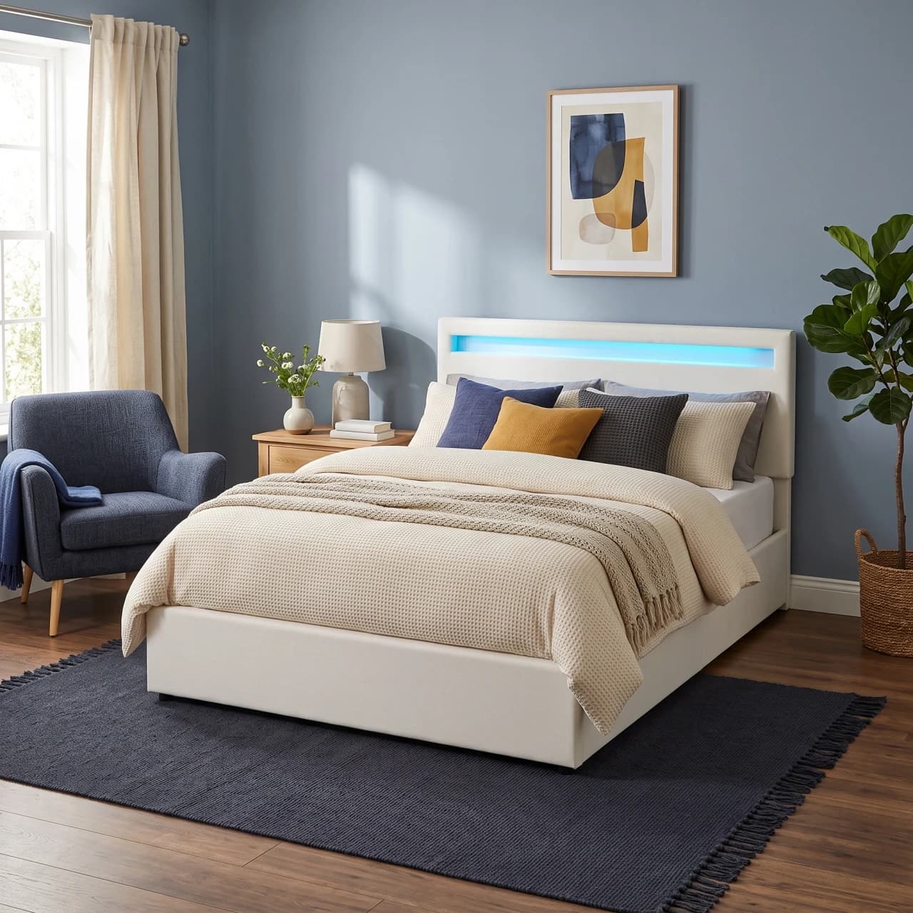 LED Gas-Lift Bed, Low Headboard — view 1 of 6