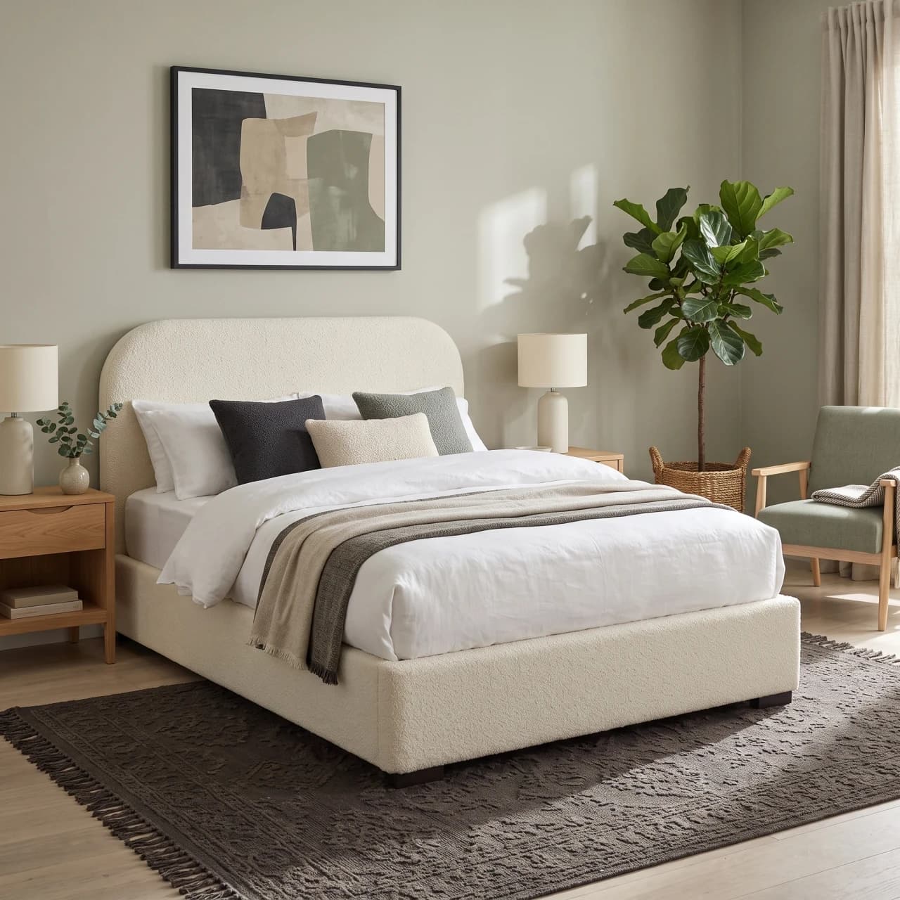 Cream Upholstered Gas-Lift Storage Platform Bed — view 1 of 3