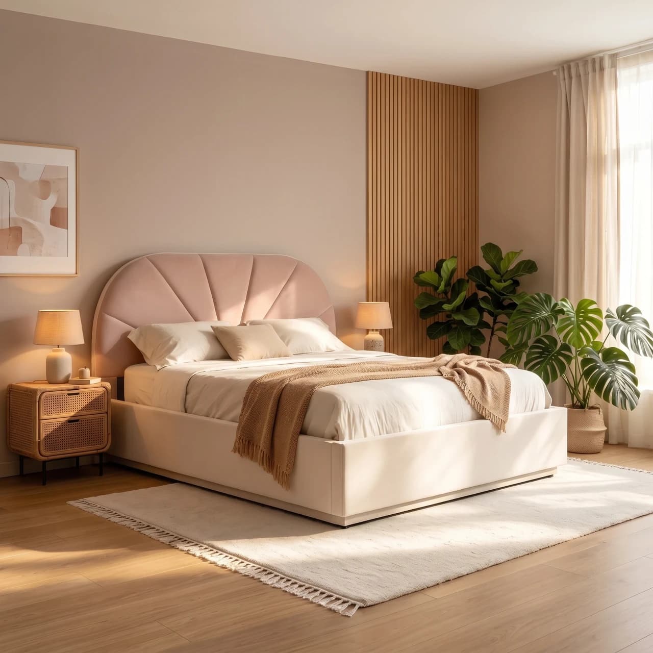 Gas-Lift Storage Platform Bed Beige Linen — view 1 of 4