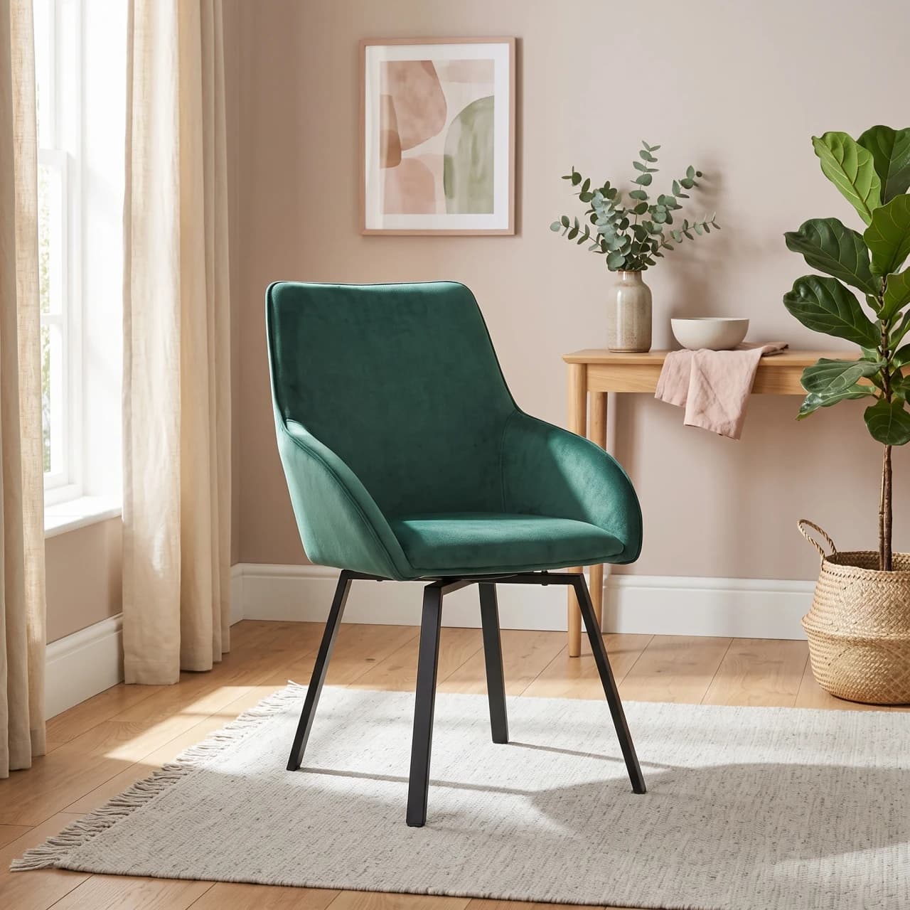 Velvet Upholstered Swivel Dining Chair Emerald — view 1 of 6