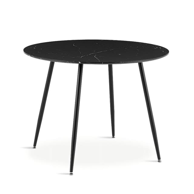 Black Marble like Round Dining Table Metal Legs — Dining Room