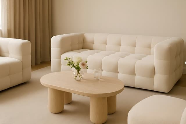 Modern Tufted Fabric Sofa — Living Room