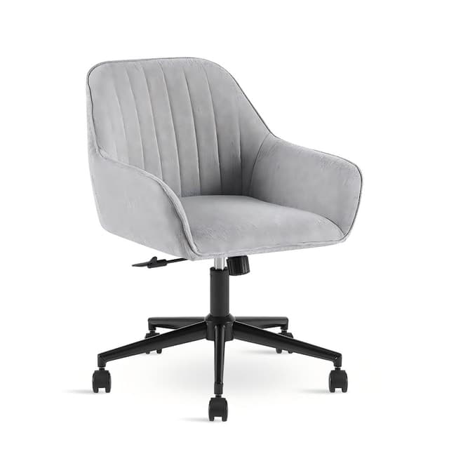 Velvet Channel-Tufted Mesh Office Chair Light Gray — Home Office