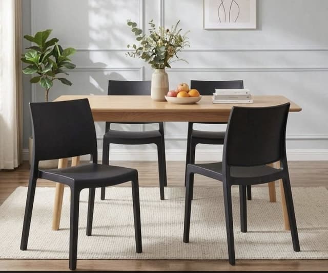 Black Polypropylene Stackable Dining Chair Modern — Dining Room