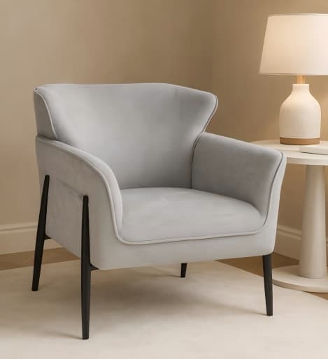 Modern Velvet Upholstered Armchair Fabric — Living Room