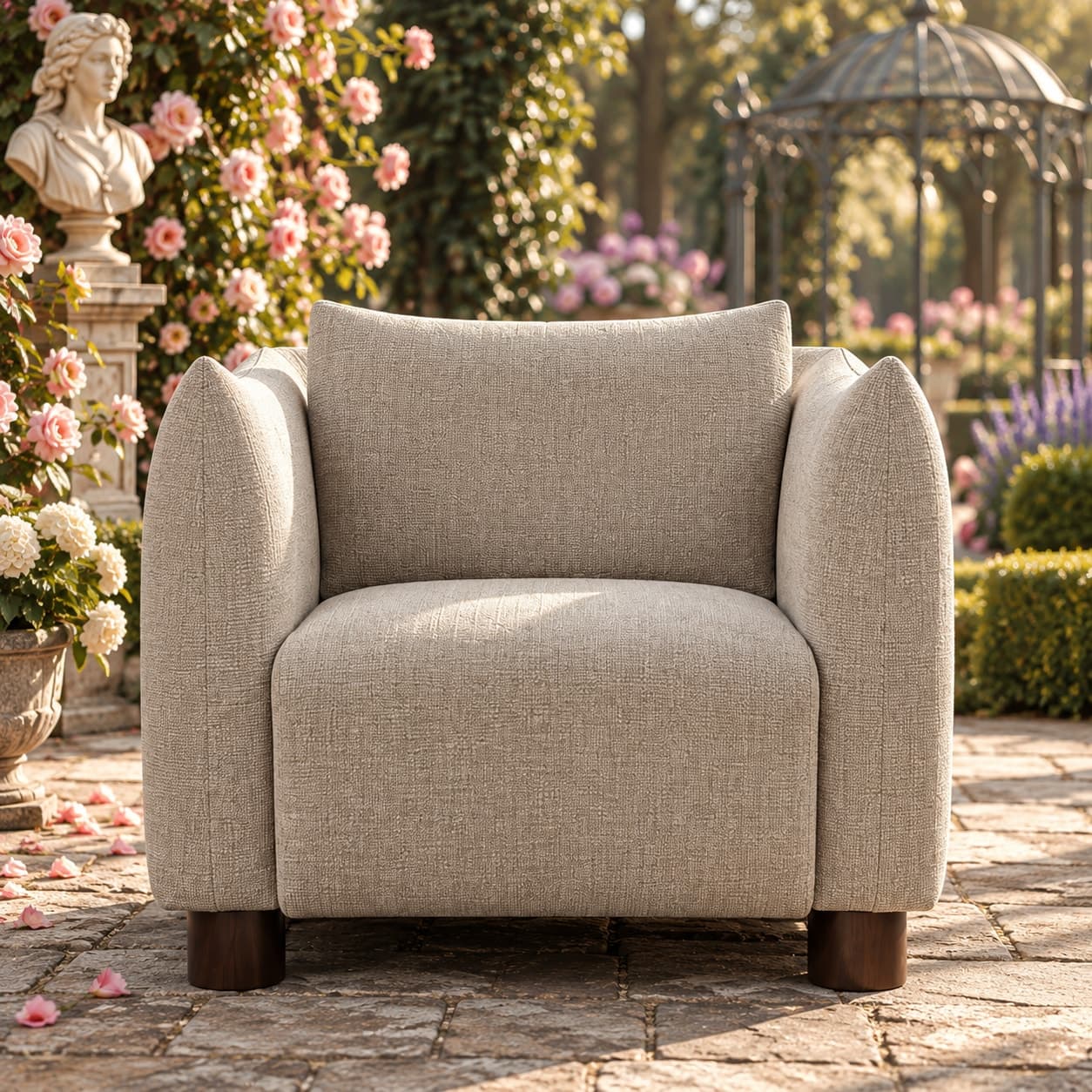Plush Upholstered Armchair Fabric Or Leather Armchair — view 1 of 4