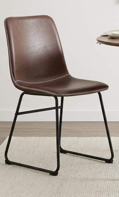 Leather Nailhead Dining Chair Dark Brown — Dining Room