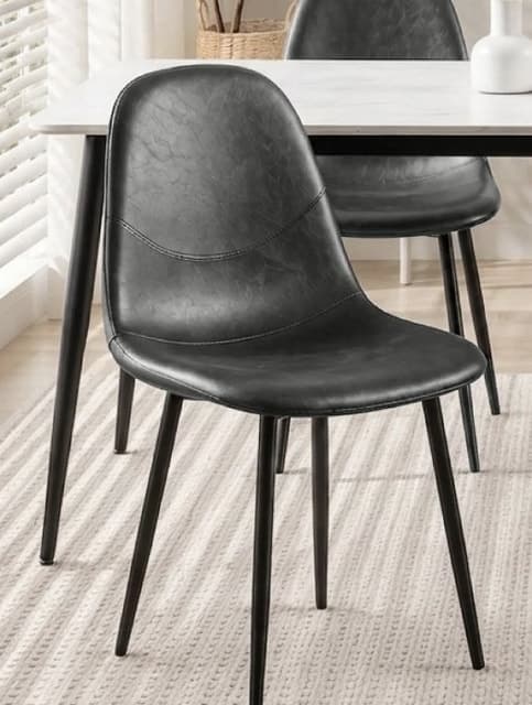 Faux Leather Dining Chair Black Metal Legs — Dining Room