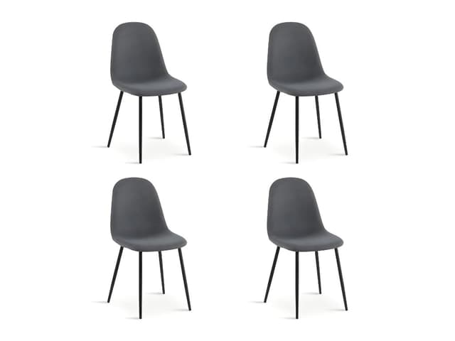 Linen Upholstered Dining Chair Black Metal Legs — Dining Room