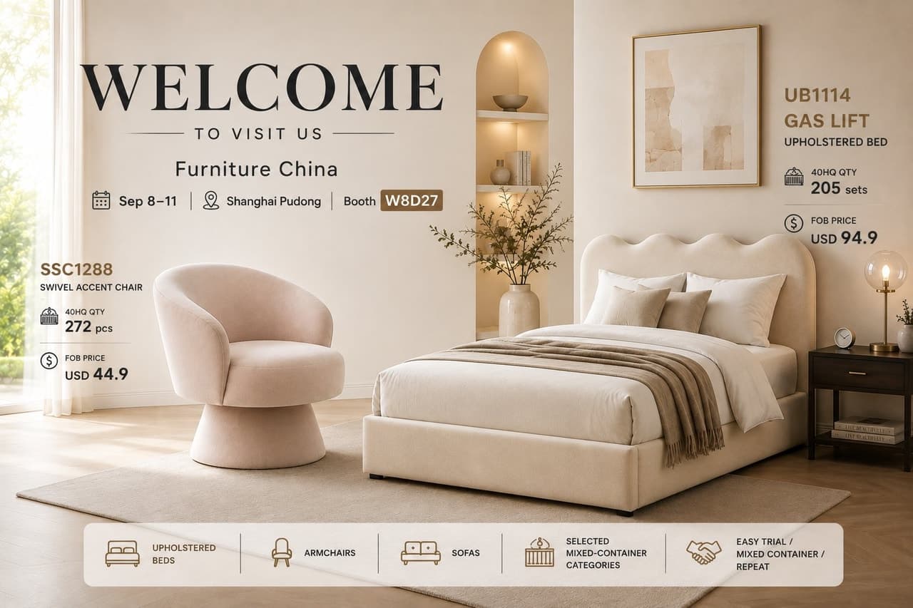 Furniture China 2026 | Gas Lift Beds & Armchairs | Casaviva W8D27