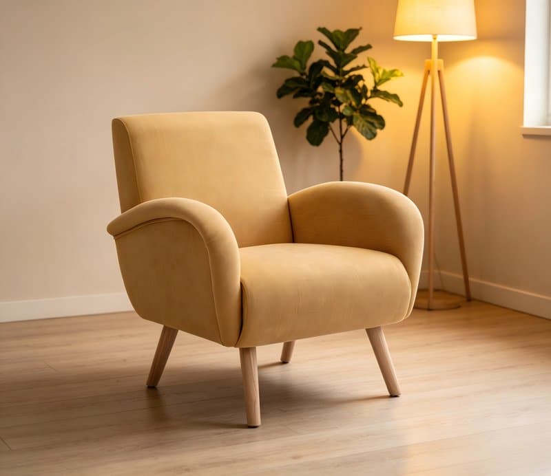 Upholstered Tapered Leg Armchair Rubber Wood Armchair — Living Room