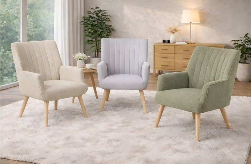 Modern Channel Tufted Accent Chair — Living Room