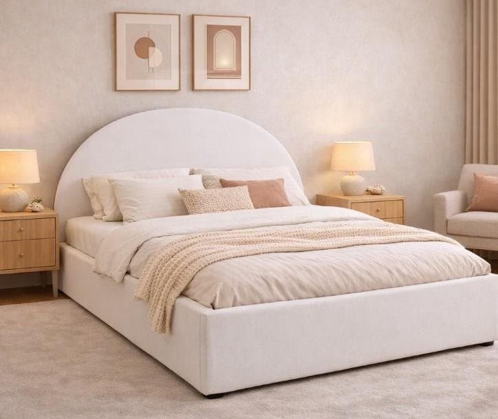 Upholstered Arched Headboard Bed Gas Lifting Bed — Bedroom