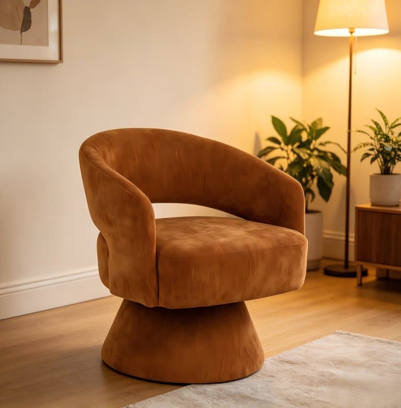 Velvet Swivel Armchair — Living Room