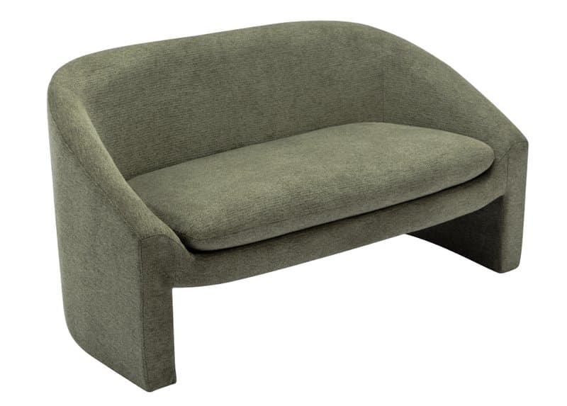 Curved Upholstered Loveseat Sofa Fabric Or Leather Sofa