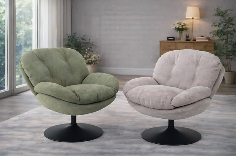 Modern Upholstered Swivel Armchair — Living Room