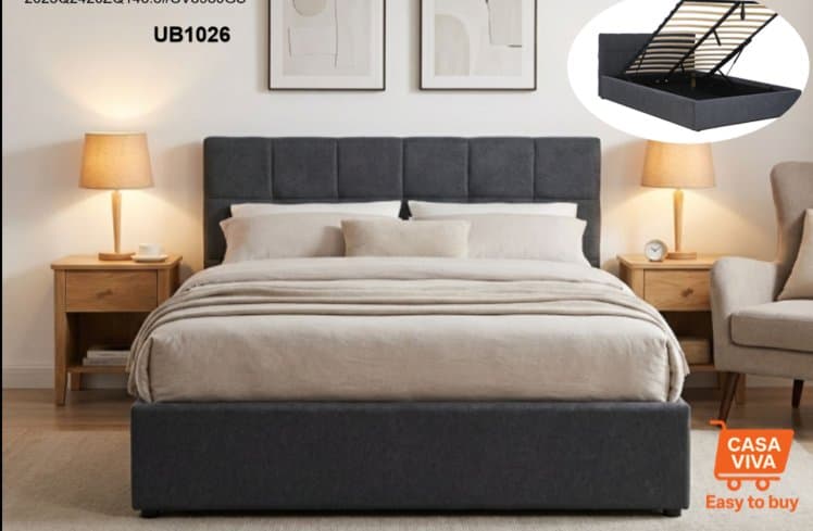 Upholstered Panel Headboard Storage Bed — Bedroom