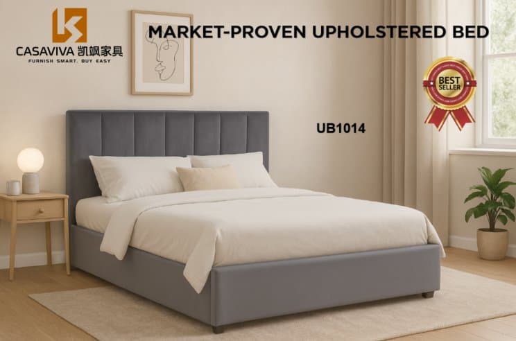 Channel Tufted Upholstered Bed Gas Lifting Bed — Bedroom