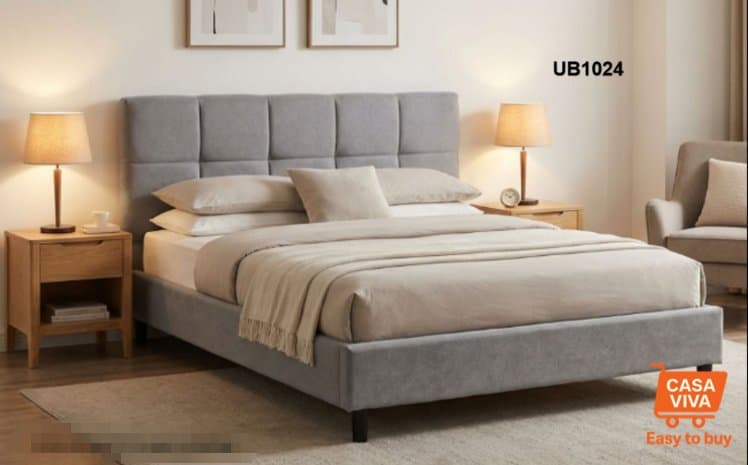 Modern Upholstered Panel Bed Normal Base Bed — Bedroom