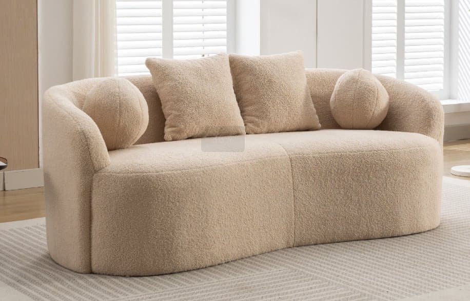 Curved Boucle Upholstered Sofa