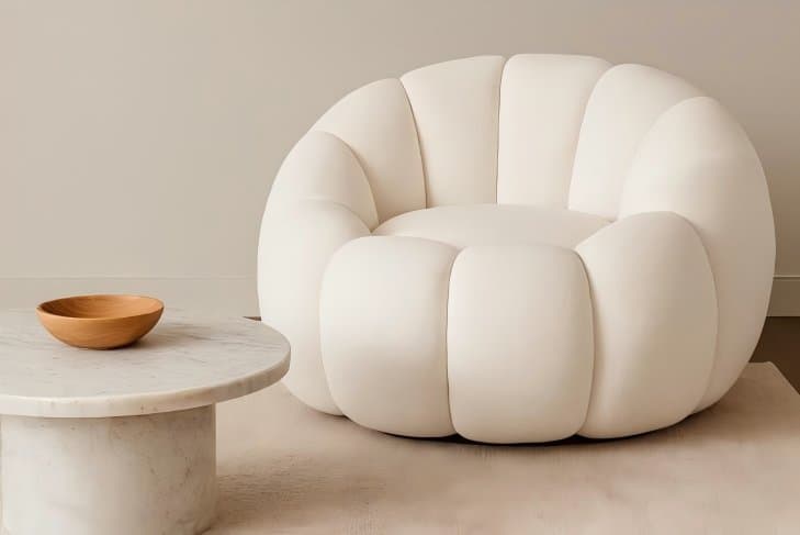 Sculptural Upholstered Lounge Armchair — Living Room