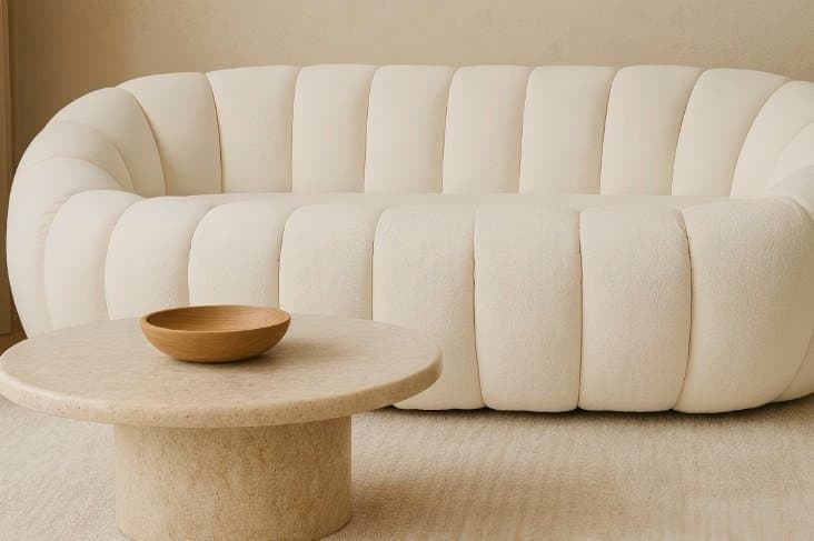Channel Tufted Curved Sofa — Living Room