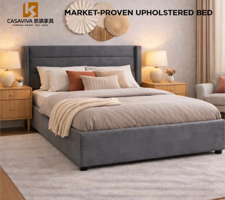 Upholstered Panel Headboard Bed Gas Lifting Bed
